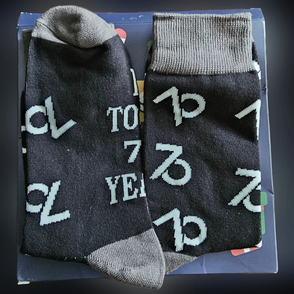 70TH Gray and Black Casual Crew Socks